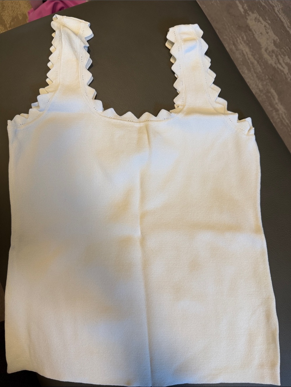 Tuckernuck Cream Scallop-Edge Knit Tank